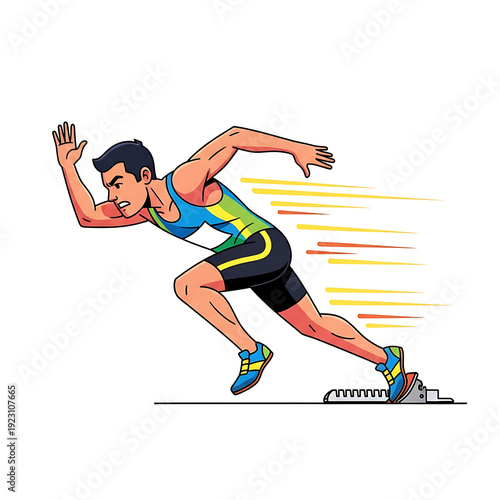 Wallpaper Mural Animation style vector deaf athlete sprint start energetic pose Isolated on White background Torontodigital.ca