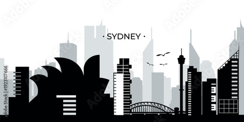 Sydney Skyline Silhouette Vector Illustration Cityscape