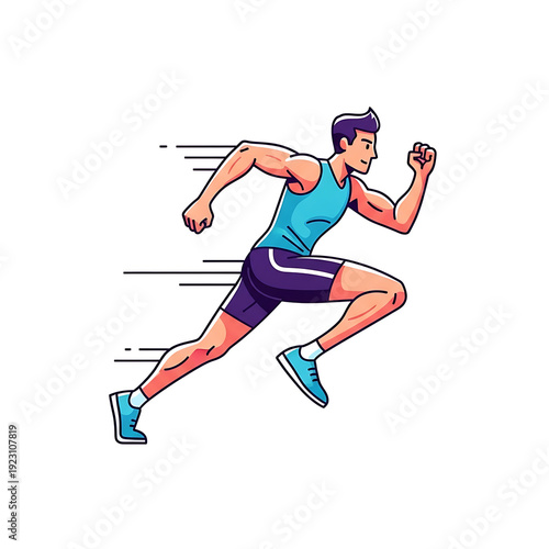 Wallpaper Mural Animation style vector adaptive runner dynamic sprint cartoon Isolated on White background Torontodigital.ca