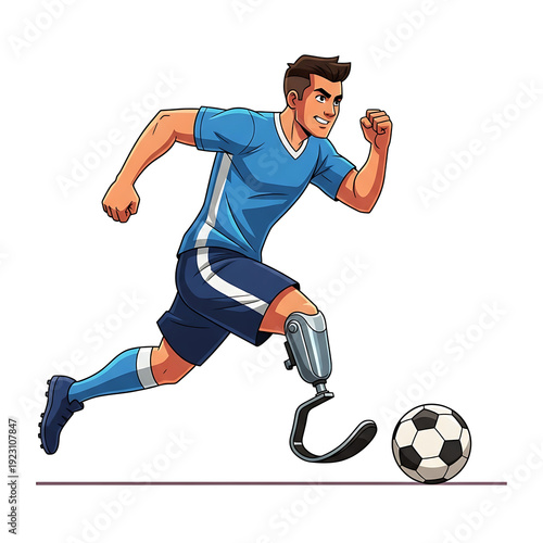 Wallpaper Mural Animation style vector adaptive soccer athlete running cartoon style Isolated on White background Torontodigital.ca