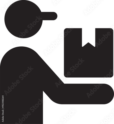 Delivery man carrying a package icon vector