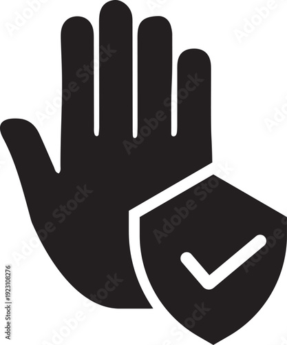 Hand with Shield and Check Mark Icon