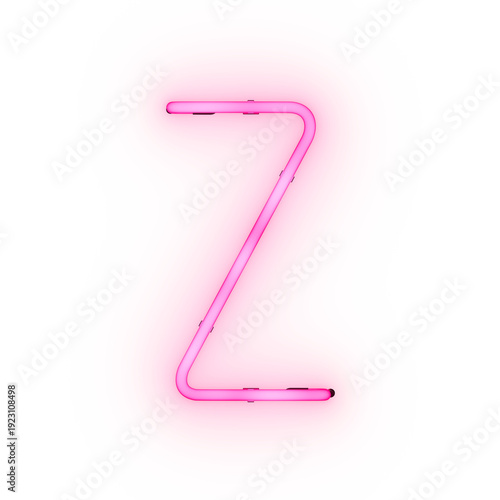 Pink Neon Glowing Letter Z On Transparent Background
