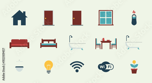 Geometric house parts and architectural elements for construction design