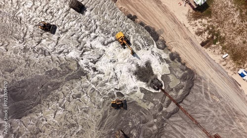 Sand renourishment pumped to the beach shore Delray beach Florida 2026 aerial project video