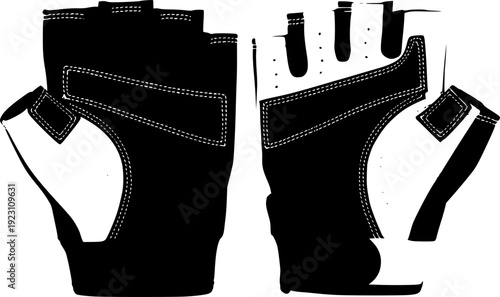  fingerless gloves with stitching detail white background outline isolated