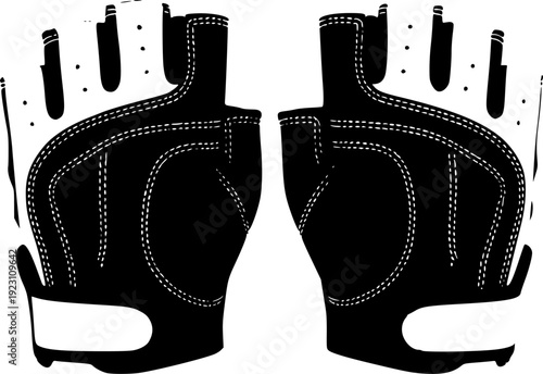  fingerless gloves with stitching detail white background outline isolated