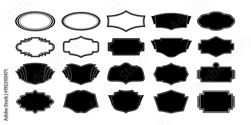 Elegant Vintage Graphic Design Silhouette Frames Collection A versatile set of black and white labels and badges for creative projects