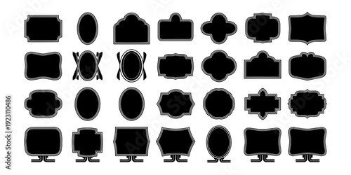 Sleek and Elegant Silhouette Collection Minimalist Graphic Design Ornate Labels Vintage Frames and Decorative Elements for Branding and Web Projects