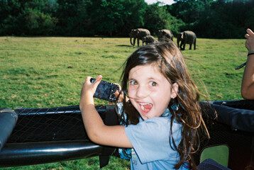 Excited Child Wildlife Safari Adventure. UGC Travel Sri Lanka