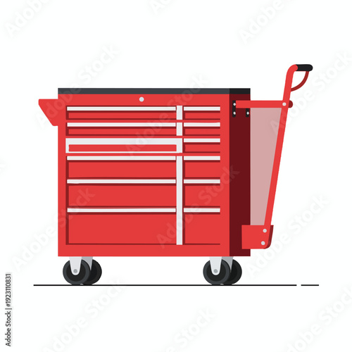 Heavy Duty Red Rolling Toolbox with Multiple Storage Compartments and Wheels