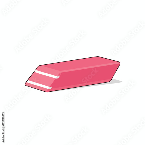 Pink Eraser on White Background Office and School Supplies Stationery Item