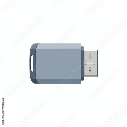 Close up of a Modern USB Flash Drive on a White Background