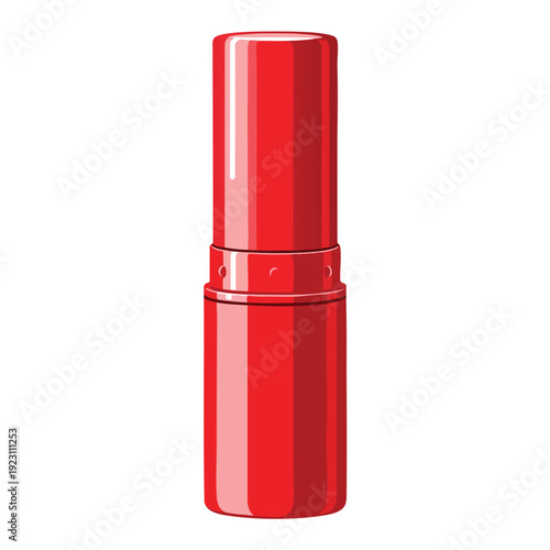 Vibrant Red Lipstick Tube on White Background Showing Beauty and Cosmetics