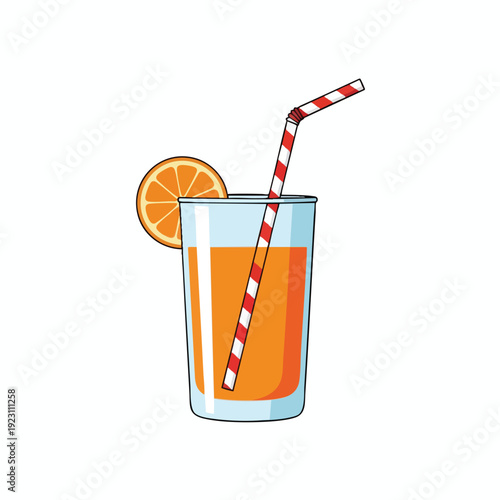 Refreshing Citrus Juice with a Straw in a Clear Glass