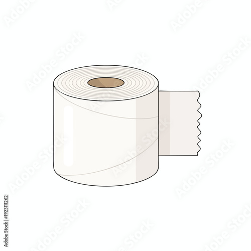 Close up of a roll of toilet paper on plain background