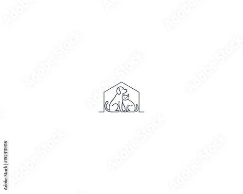 Dog and cat logo design template vector, line of pet logo design suitable for pet shop, store, cafe, business, hotel, veterinary clinic, Domestic animal vector illustration logotype, sign and symbol.