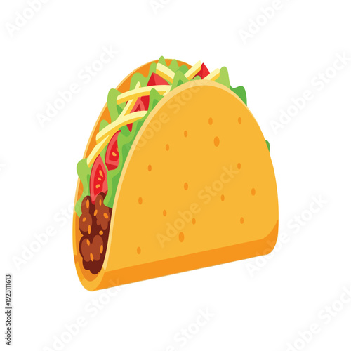 Delicious Taco with Fresh Vegetables and Ground Meat