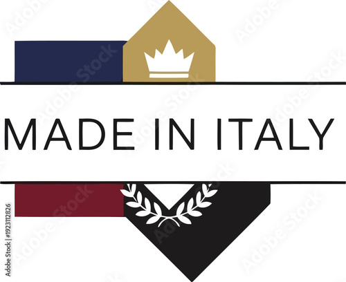 Premium Quality Logo Design: Made in Italy Emblem with Rich Colors and Elegant Elements