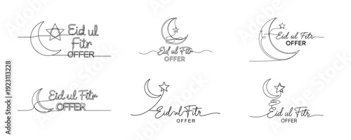 Collection of Eid al-Fitr Offer Designs Featuring Moon and Stars Symbols