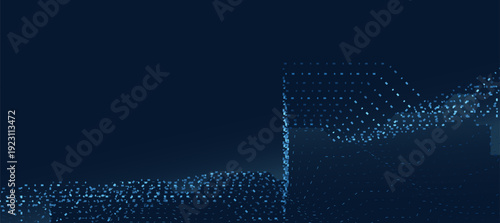 Abstract Blue Digital Technology Background with Flowing Data Lines
