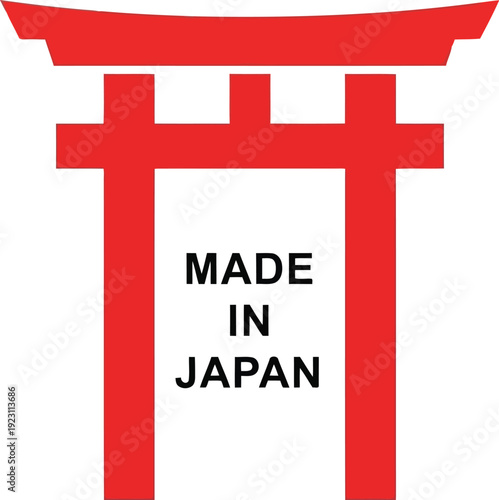 Japanese Torii Gate Icon with Made in Japan Text for Cultural and Travel Themes