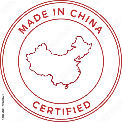 Certified Made in China Logo with Map Illustration for Quality Assurance and Branding