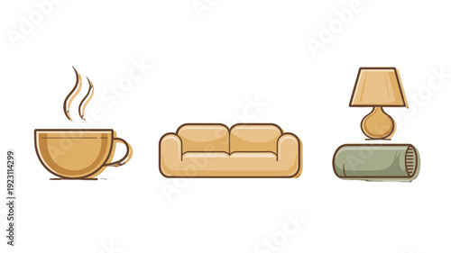 Interior design elements set illustration.