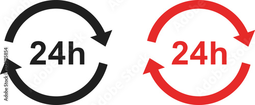 24 hours service circular arrow icon set representing nonstop support availability delivery time schedule and continuous business operation concepts