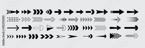 Set of Professional Arrow Icons Featuring Directional Pointers, Chevron Symbols, High Speed Indicators, and Navigation Elements for UI UX Design