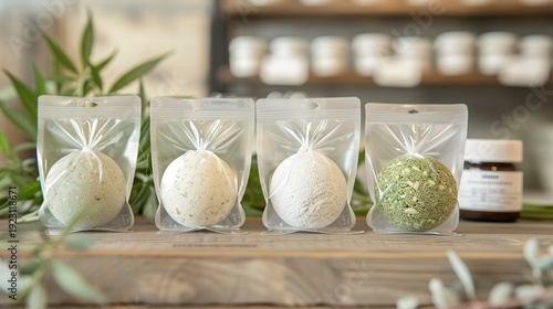 A photo of CBD bath bombs in clear labeled
