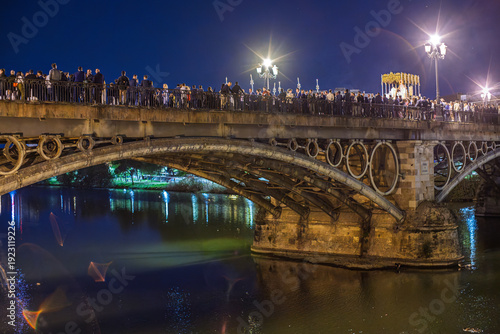 Seville Holy Week: Virgin de la Estrella Palio Crosses Triana Bridge
