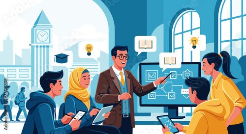 Business People Discussing Project in Modern Office.