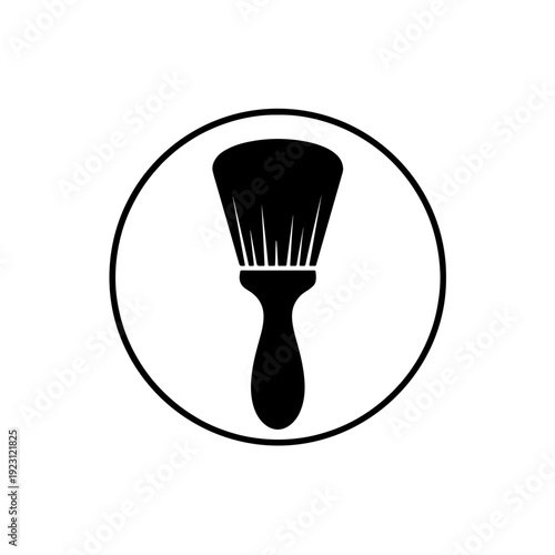 Barber Neck Duster Brush Round Icon (Black and White)