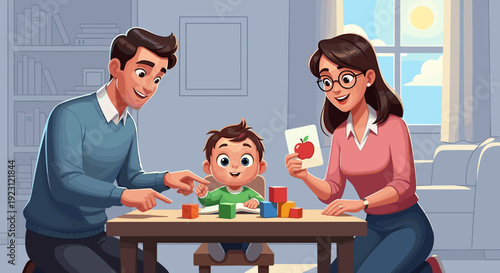 Family Playing Card Game Together.