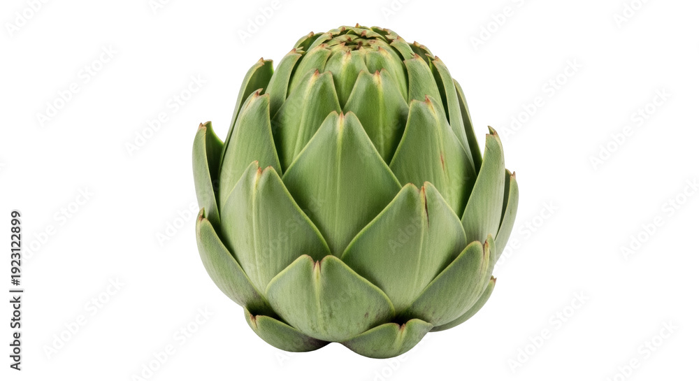 Obraz premium Fresh green artichoke isolated PNG, healthy vegetable for vegan and vegetarian cooking on transparent background