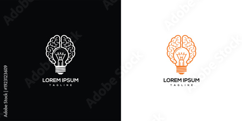 Brain Lightbulb Logo Idea Innovation Creativity Intelligence.