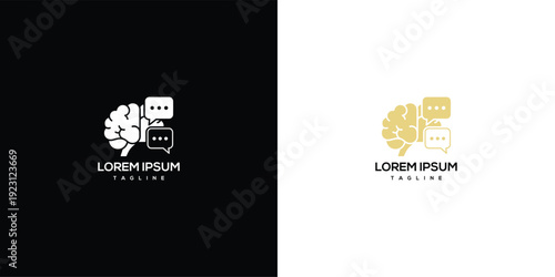 Brain Chat Logo Communication Ideas and Intelligence.