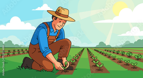 Farmer Tending to Crops in Field 3.