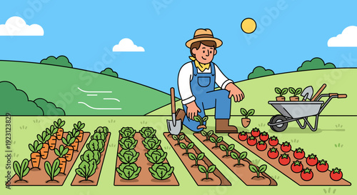 Farmer Tending to Vegetable Garden Crops 2.