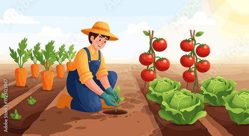 Farmer Tending to Vegetable Garden Crops 6.
