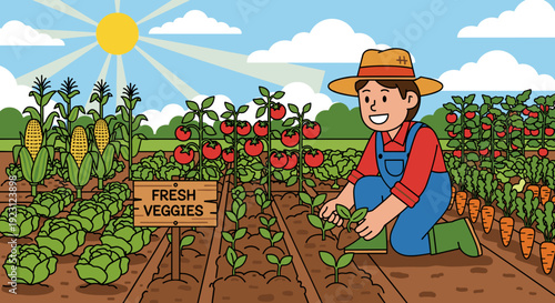 Farmer Tending to Vegetable Garden Crops 5.