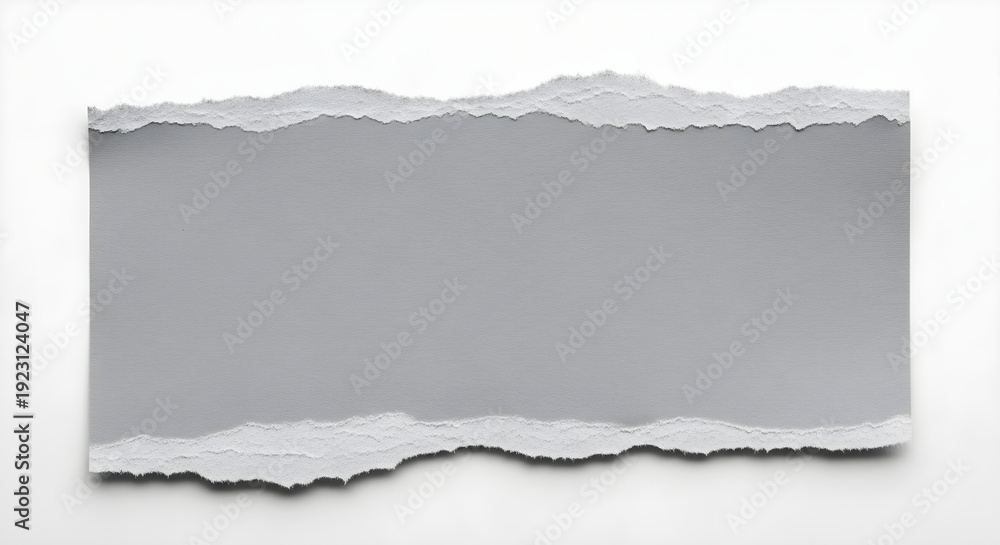 Obraz premium torn gray paper texture with ripped edges on white background for design element usage