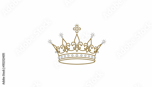 Golden Royal Crown with Diamonds and Fleur-de-lis, Symbol of Power and Luxury