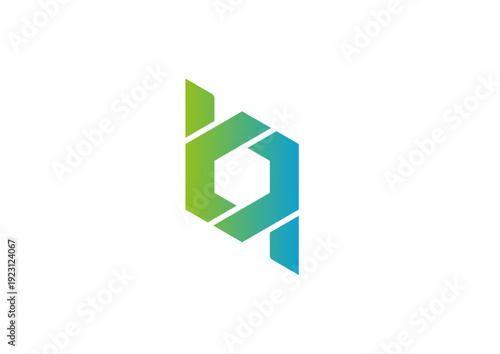 Modern Abstract Hexagon Ribbon Logo Design With Green Blue Gradient For Tech And Business Branding