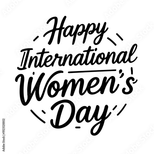 International Women's Day Calligraphy with Decorative Graphic Elements