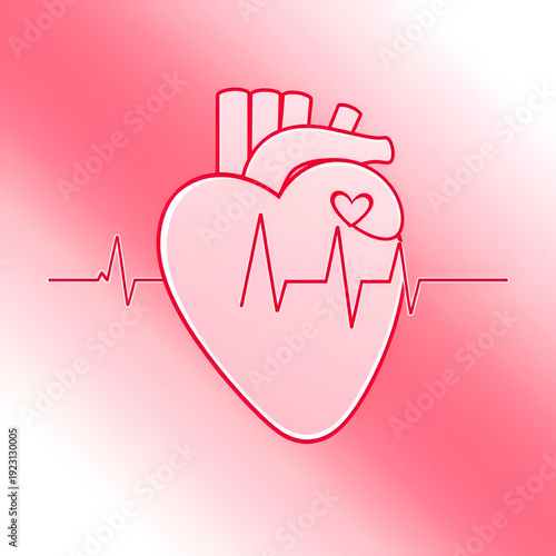 Irregular heart rhythms red gradient concept icon. Slow heartbeat. Tachycardia abstract idea thin line illustration. Isolated outline drawing. Roboto-Medium, Myriad Pro-Bold fonts used
