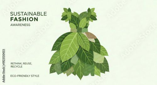 Eco friendly dress made of green leaves for sustainable fashion awareness and environmentally conscious style