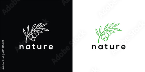 Olive Branch Logo - Nature Organic Minimalist Design.