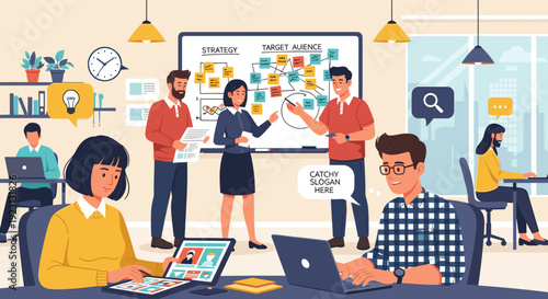 Team Collaboration in Modern Office Setting.